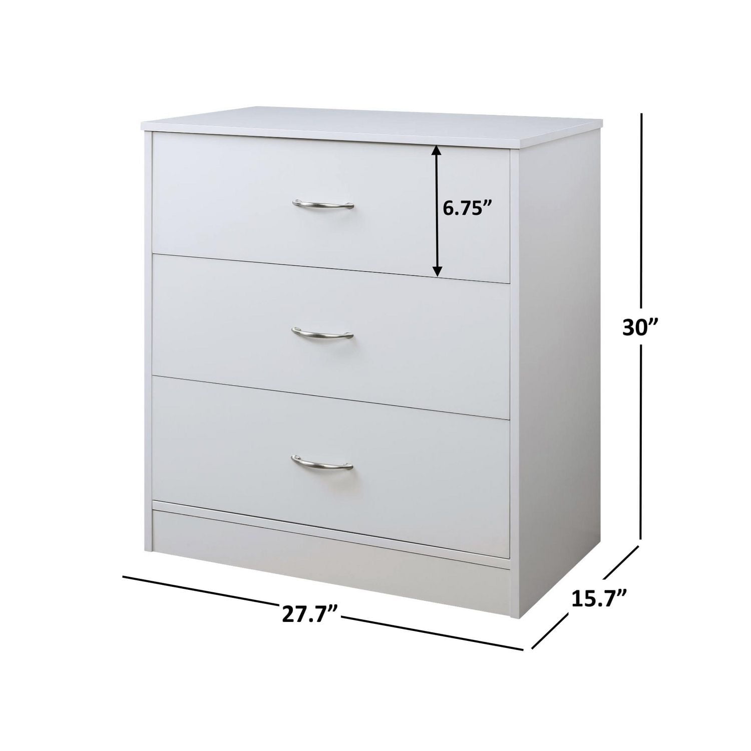 Mainstays 3-Drawer Dresser, White
