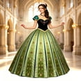 thumbnail image 6 of Adult Princess Anna Green Gown Cosplay Costume Off Shoulder Formal Party Dress, 6 of 6