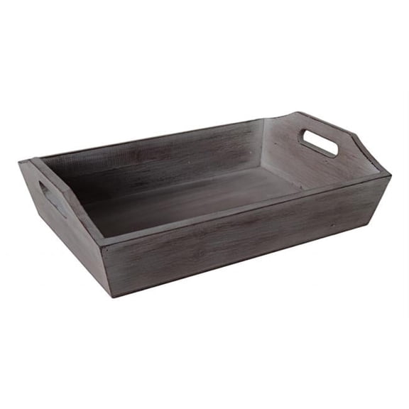 Cheung's Deep Wooden Shabby White Tray with Side handles