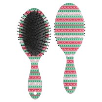 Red and Green Christmas Pattern Hair Brush,Girls Detangling Hair Brush,Glide Through Tangles with Ease for Wet & Dry Hair,8.8"X2.8"