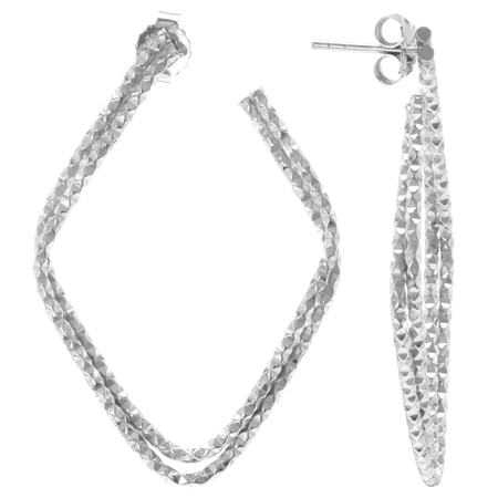 Gemistry Judy Crowell Jewelry Sterling Silver Diamond Cut Diamond Shaped Hoop Earrings