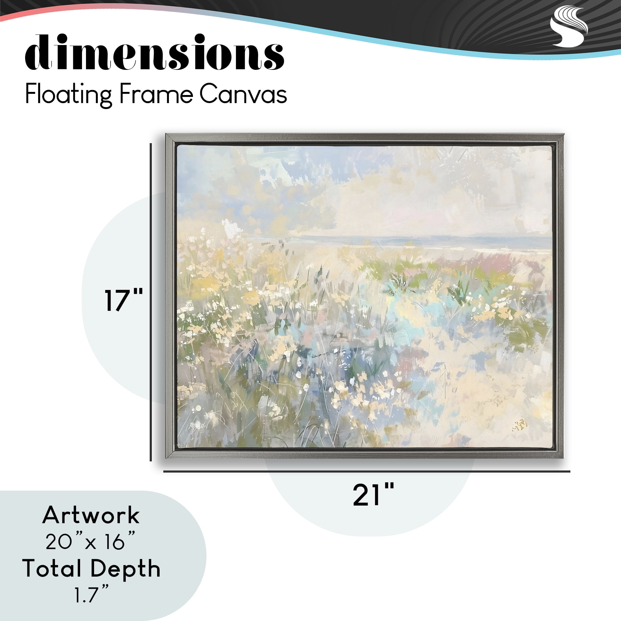 Stupell Industries Mottled Pastel Field Impression Gray Framed Floater Canvas Wall Art, design by Creative Studio