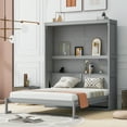 thumbnail image 2 of Queen Size Murphy Bed Wall Bed with Shelves, Gray, 2 of 9