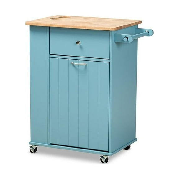Baxton Studio Liona Modern and Contemporary Sky Blue Finished Wood Kitchen Storage Cart