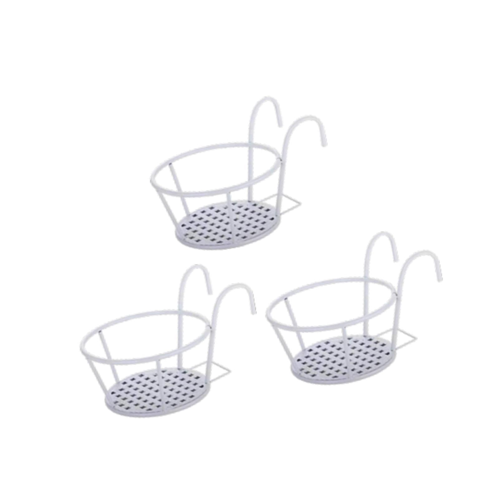 simhoa 3x Hanging Planter Basket Above The Rail Flower Pot Holder Around Hanging Railing Planters for Window Courtyard Outdoors in The Interior Outdoors White