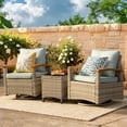 thumbnail image 4 of MEISSALIVVE 3 Piece Outdoor Swivel Rocking Chairs, Patio Furniture Bistro Set with 360° Wood Armrests Swivel Glide Chairs and Side Table for Deck Yard and Poolside (Blue), 4 of 8