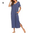 thumbnail image 4 of serony Chemise de Nuit Style Décontracté pour Femmes avec Poches en Coton Vêtements de Nuit pour Filles Design Simple Robe de Nuit Vêtements de Détente, 4 of 7