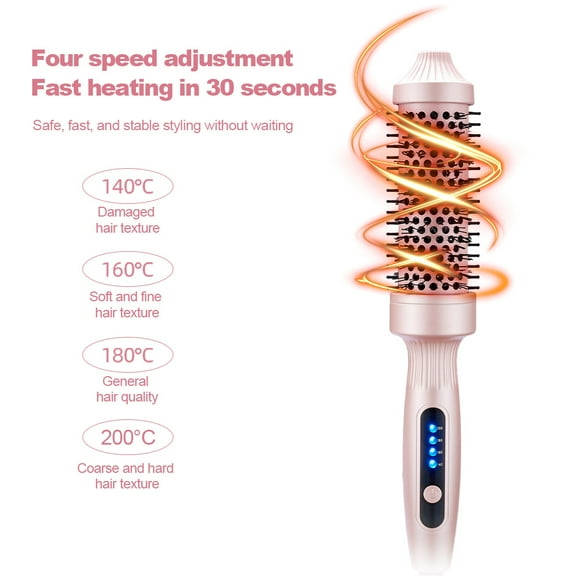 Thermal Brush, Blowout Boost 1.5 inch Heated Round Brush for Blowout Look, Dual Voltage, Pink, Sakura, Tourmaline Ceramic, Negative Ion Technology, 5 Temperature Settings, Less Damage