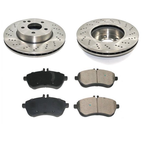 Front Brake Pad and Rotor Kit - Compatible with 2012 - 2015 Mercedes-Benz C250 2013 2014