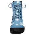 thumbnail image 2 of Botines De Combate Talón De Bloque Cremallera Lateral Punta Redonda Para Mujer Cielo azul 41, 2 of 6