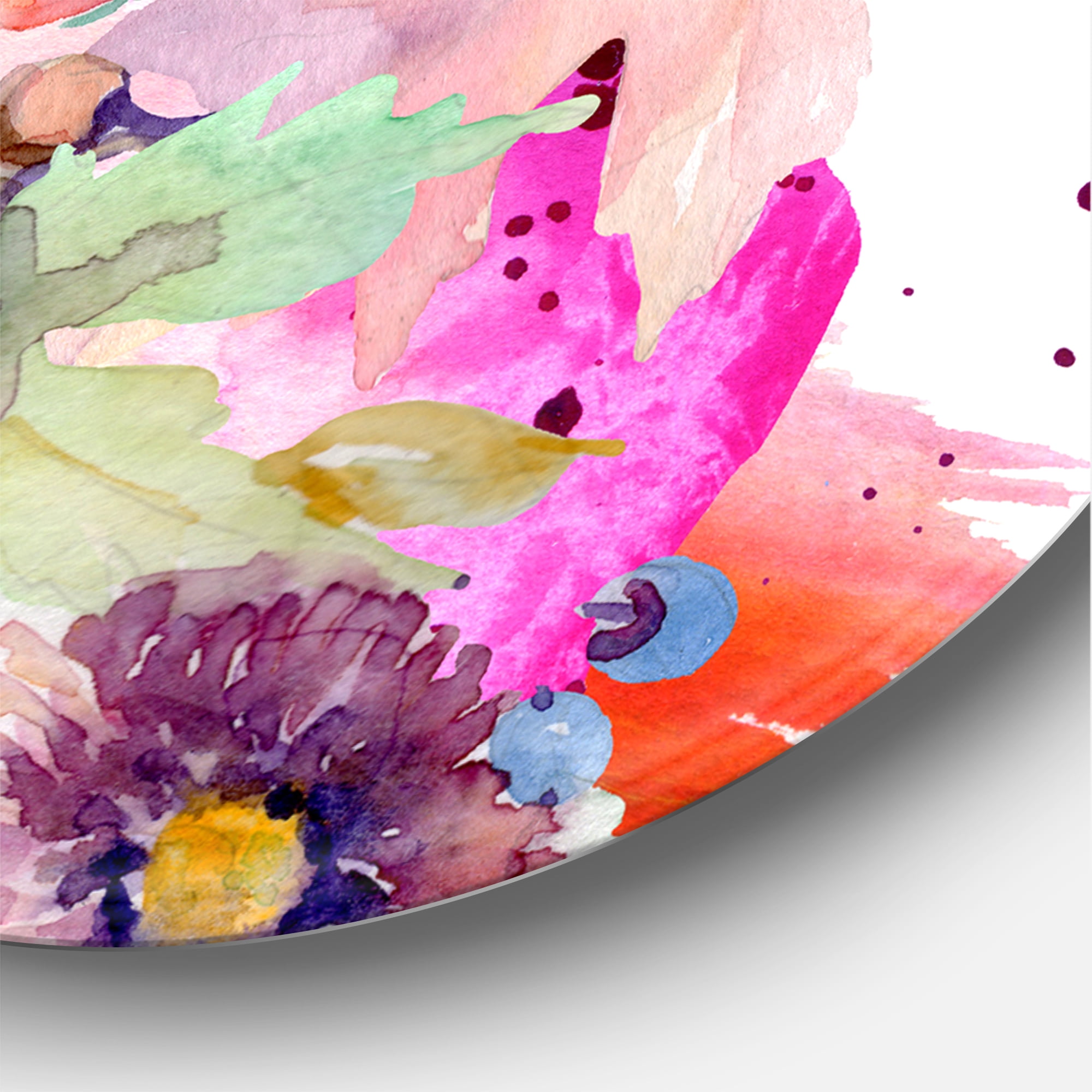 Designart 'Wildflowers and Vibrant Wild Spring Leaves VII' Modern Circle Metal Wall Art 29x29 - Disc of 29