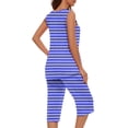 thumbnail image 7 of Bovxnpu Womens Plus Size Pajama Sets, 2 Piece Loungewear For Women, Fashion Woman Round Neck Printing Sleeveless Blouse Shorts Pants Elastic Waist Pajama Sets L, 7 of 7