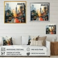 thumbnail image 4 of Designart "Dreamy Houston City Sunset II" Cityscapes Wall Art - Industrial Blue Houston Entryway Wall Art, 4 of 6
