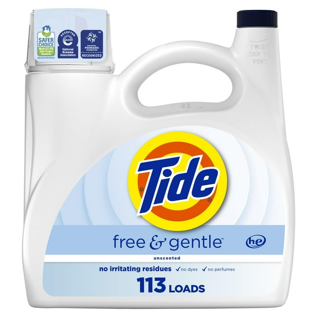 Detergente para ropa Tide Free & Gentle, 4,4 L, 113 cargas