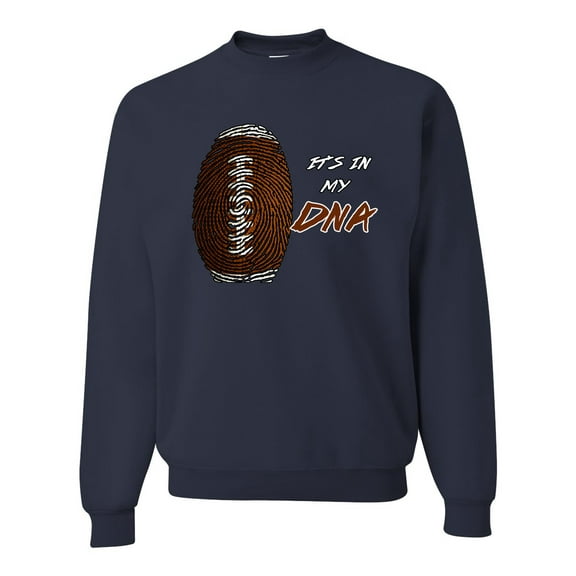 Wild Bobby, Football Fingerprint It's In My DNA, Sports, Unisex Crewneck Graphic Sweatshirt, Navy, X-Large