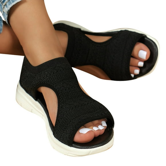 Womens Platform Walking Sandals Lightweight Breathable Mesh Outdoor Sport Workout Work Summer Shoes for Women