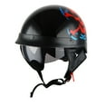 thumbnail image 6 of 1Storm Motorcycle Half Face Helmet HKY205V Mopeds Scooter Pilot with retractable Inner Smoked Visor, Red Skull + T008 Black Tinted Goggle Bundle, 6 of 9