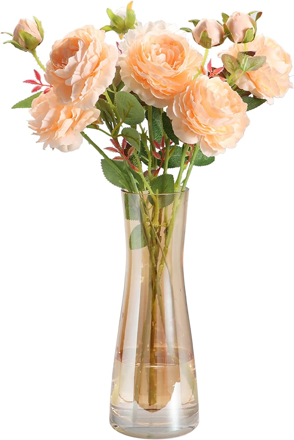 10 Inch Tall Amber Glass Vases,Bulk Plant Vases,1 Pack Modern Flower