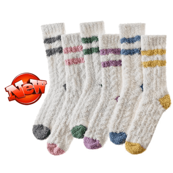 Velice Women's Cozy Slipper Socks, 6-Pack Ultra Soft Fuzzy Warm Fluffy Socks for Winter, Home, Sleeping & Gifts
