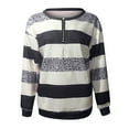 thumbnail image 3 of Gibobby Blusas Para Mujeres rayas blusa larga manga pulóver sudadera mujer cremallera blusa de mujer（Gris， XXXL), 3 of 5