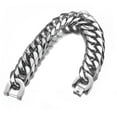 thumbnail image 3 of EOEMY Polished Men'S Silver Tone Heavy Stainless Steel Curb Chain Bracelet Link Bangle-19mm-7.5 Inches Bracelet, 3 of 5