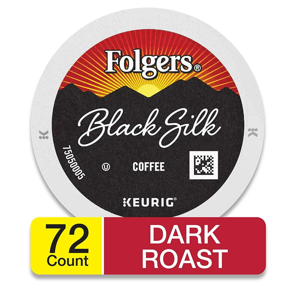 Folgers Black Silk Dark Roast Coffee, 72 K Cups For Keurig Makers