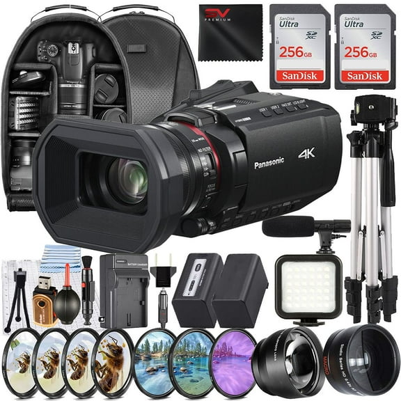 Panasonic HC-X1200 UHD 4K HDMI Lightweight Compact Camcorder with 2 Pack 256GB SanDisk Memory Card   Case   Filter Kit   SV Premium Accessory Bundle