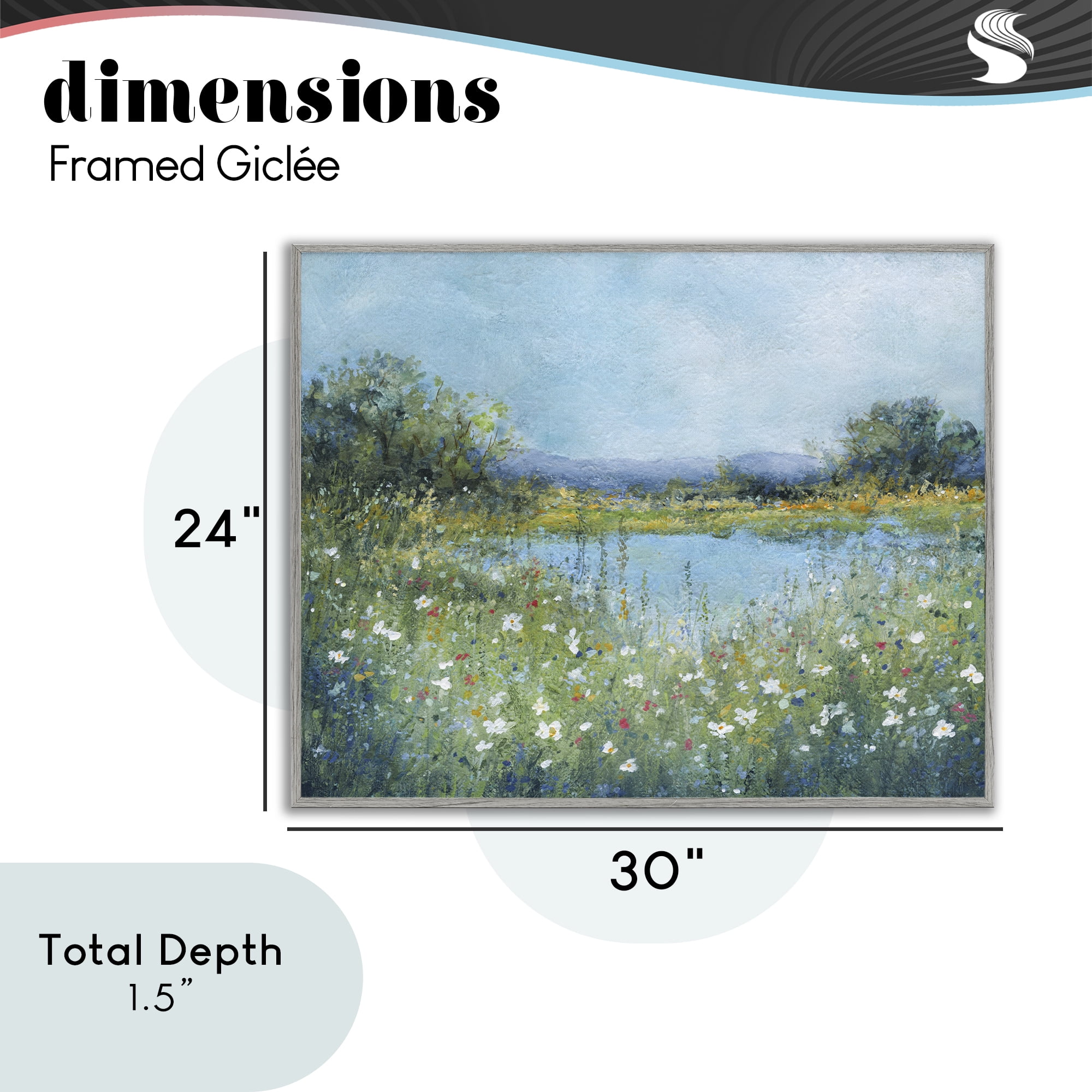 Stupell Industries Impressionist Meadow Surrounding Pond Gray Framed Giclee Art, design by Carol Robinson