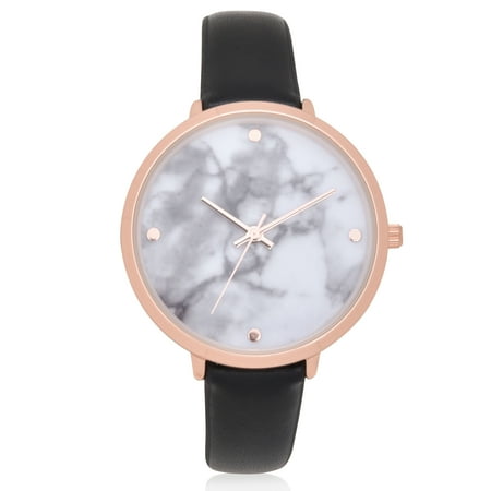 Time and Tru Adult Female Analog Watch in Rose Gold with Printed Marble Dial - 4032WML