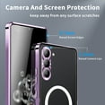 thumbnail image 5 of ELEHOLD for Samsung Galaxy S23 Luxury Plating Case Ultra Slim Thin Compatible with MagSafe Charging Camera Lens Protection Metal Frame Shockproof Anti-Scratch Case,Purple, 5 of 9
