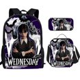 thumbnail image 1 of Wednesday Addams Backpack Three-piece Set Student School Bag Canvas Bag V, 1 of 4