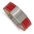 thumbnail image 2 of Chisel  Stainless Steel Brushed Red Leather 8 Inch ID Bracelet, 2 of 4