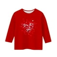 thumbnail image 5 of Red Heart Print Girls Cold Shoulder Shirt - Soft Stretchy 3/4 Sleeve Casual Top for Kids Girls Ages 6-12,Size 12-13T, 5 of 5