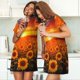 thumbnail image 4 of Disketp Sunset Golden Sunflower Field para Camisón Corto de Manga Corta para Mujeres, Camisón Cómodo con Escote Redondo, Bonito y Confortable, 4 of 6