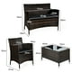 thumbnail image 3 of Conjunto de Muebles al Aire Libre Costway de 4 Piezas de Ratan PE con Cojines para Patio Marrón Mezclado Negro, 3 of 10