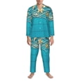 thumbnail image 3 of Sikiie Seashells And Fishing Net On Blue Wooden Table Mens Pajama Set, Soft Warm Long Sleeve Sleepwear, Cozy Button-Down Pjs for Men-Medium, 3 of 7