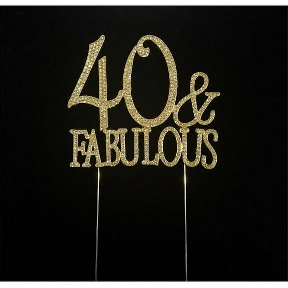 Tian Sweet 33015-40Fg 40 Fabulous Rhinestone Monogram Cake Topper - Gold