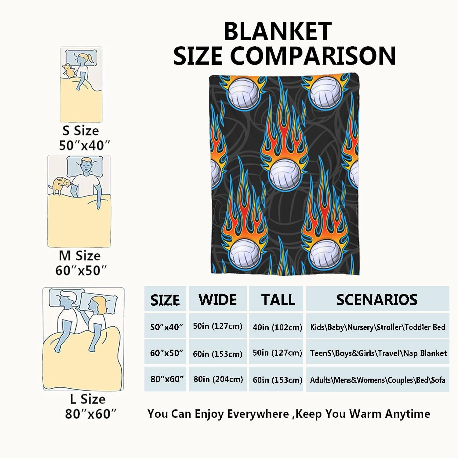 Volleyball Blanket Gifts for Teen Girls for Bedding Living Room Couch Soft Lightweight Warm Cozy Sport Flame Volleyballs Throw Blankets Christmas Valentine''s Day Decor 60X80in