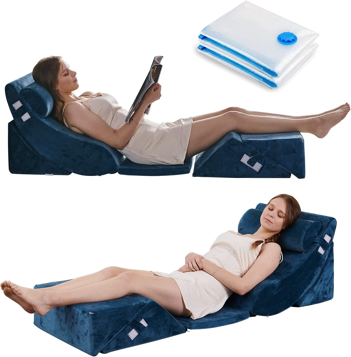 6PCS Orthopedic Bed Wedge Pillow Set, Adjustable Pillows for Neck, Back