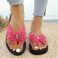 thumbnail image 7 of RotHome Womens Platform Wedge Flip Flops Bow Sandals Rhinestone Bling Thong Open Toe Summer Beach Boho Dressy Casual Shoes Sandals Women Dressy Wedding Flats, 7 of 7