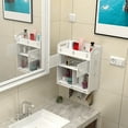 thumbnail image 5 of Vacemry under $5 Bathroom Wall Cabinet, Wall Mounted Bathroom Cabinet, Double Door Storage with Shelves, White PVC Wood Composite, Over The Toilet Organizer, 5 of 7