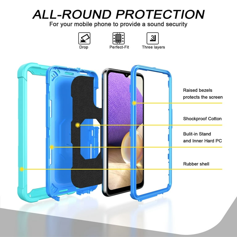 For Samsung Galaxy A52 A52s 5G Case Shockproof Ring Stand Cover + Tempered  Glass