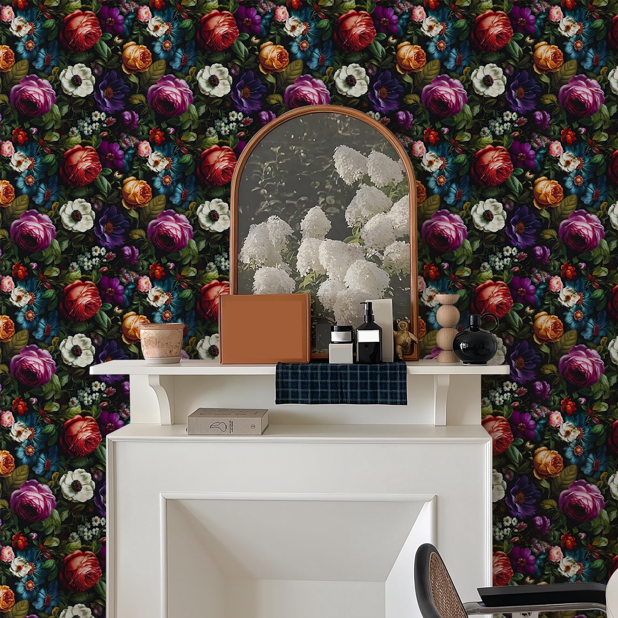 (3 pack) Abyssaly Floral Wallpaper Peel and Stick 17.3"×118.1" Floral Wallpaper Vintage Plant Watercolor Self Adhesive Textured Wall Paper Contact Paper Home Decor Wall Covering Old Furniture Renovation