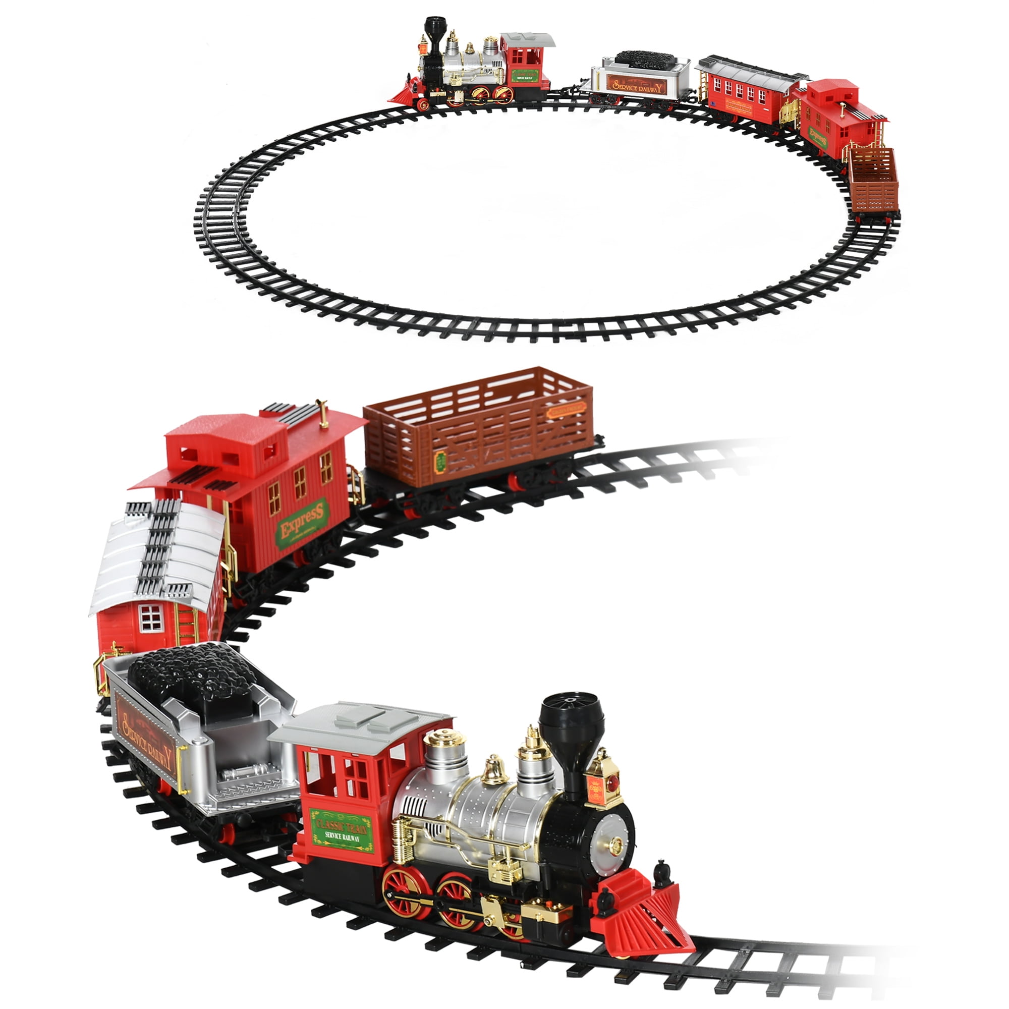 Qaba Electric Train Set for Kids, BatteryPowered Classic Train Toy Set