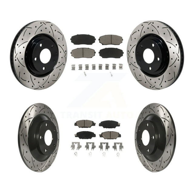 Transit Auto Front Rear Coated Drilled Slotted Disc Brake Rotors and Ceramic Pads Kit for Car 2019-2024 Mazda CX-5 Turbocharged KDC-101237