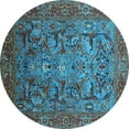 thumbnail image 1 of Ahgly Company Indoor Round Oriental Light Blue Traditional Area Rugs, 7' Round, 1 of 4