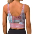 thumbnail image 3 of Lsque Pastel Pink Beach Cafe Printed Women'S Sports Bra, Compression, Moisture Wicking, High-Impact Sports Bra For Women,Supportive sports bra-Large, 3 of 9