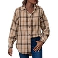 thumbnail image 2 of fvwitlyh Anime Shirts for Women Plaid Flannel Button Down Shirts for Women Oversized Dressy Casual Long Sleeve Tops Blouse, 2 of 4