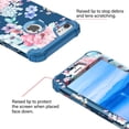 thumbnail image 3 of Casetego for iPhone SE 2020 / iPhone SE 2022 Case,Three Layer Heavy Duty Shockproof Protection Rubber Rugged Protective Case for Women Girls,Blue/Flower, 3 of 8
