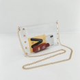 thumbnail image 2 of Bolso transparente de gelatina a la moda, bolso diagonal con remache de cadena, bolso para teléfono móvil, bolso diagonal Rojo Verde, 2 of 5